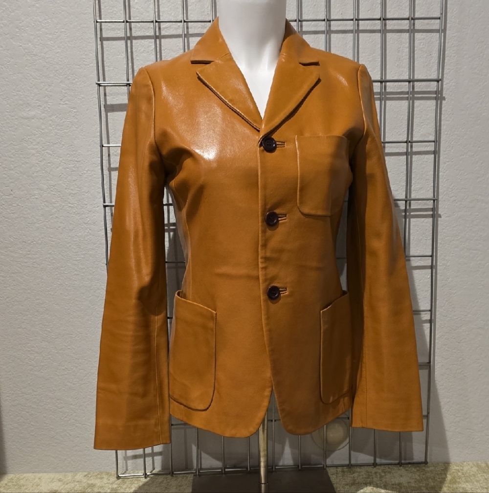 b + a b  Camel Leather Blazer